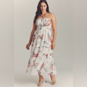 Anthropologie The Somerset Strapless Chiffon Midi Dress Size Medium NWT